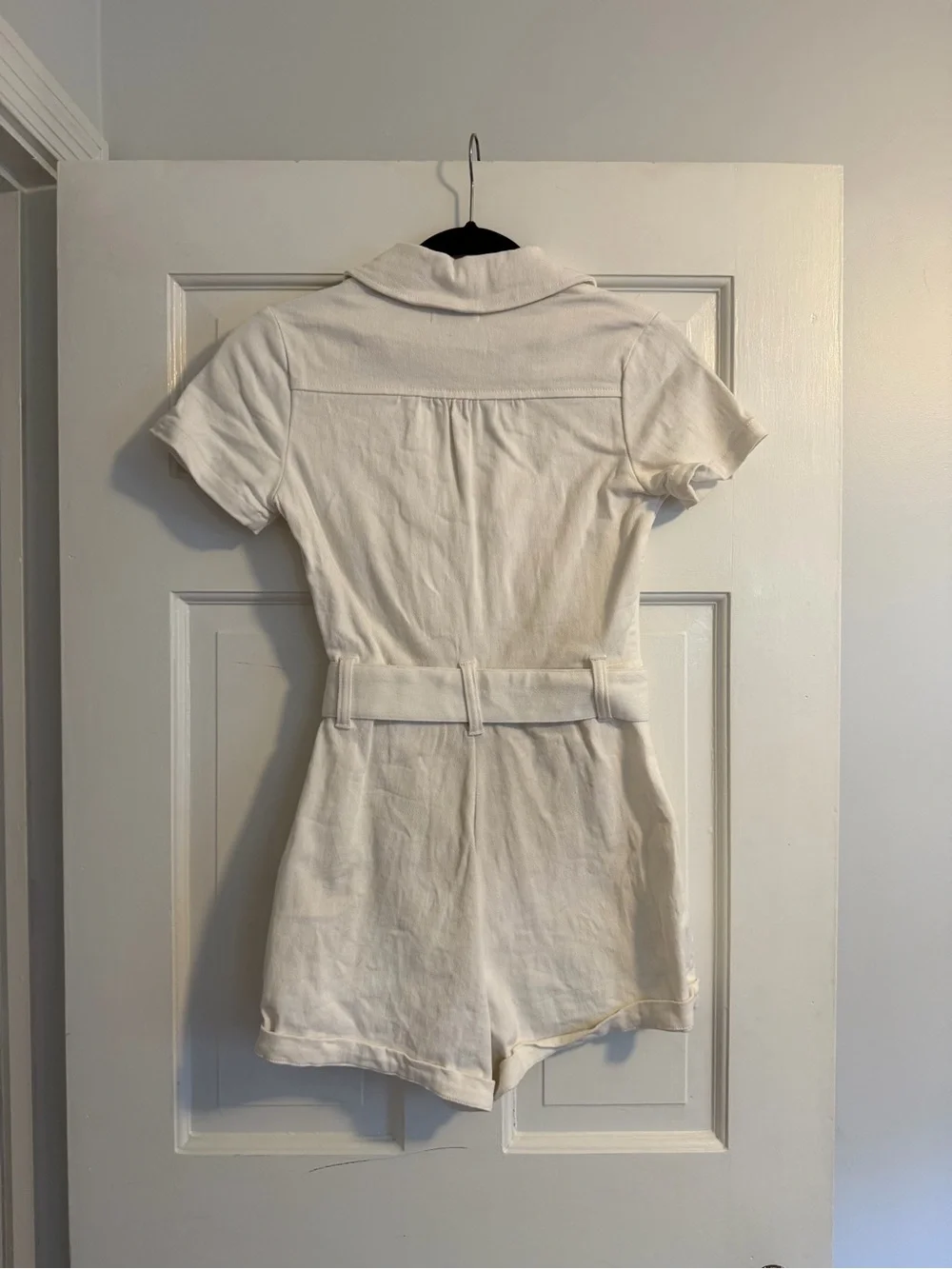 Show Me Your MuMu White Short Zip Romper with Belt